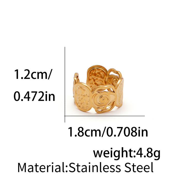 Wholesale Retro-style spiral flower stainless steel ring