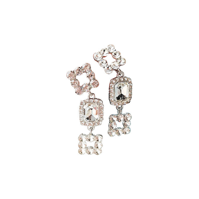 Wholesale Diamond studded square earrings, niche design, temperament earrings