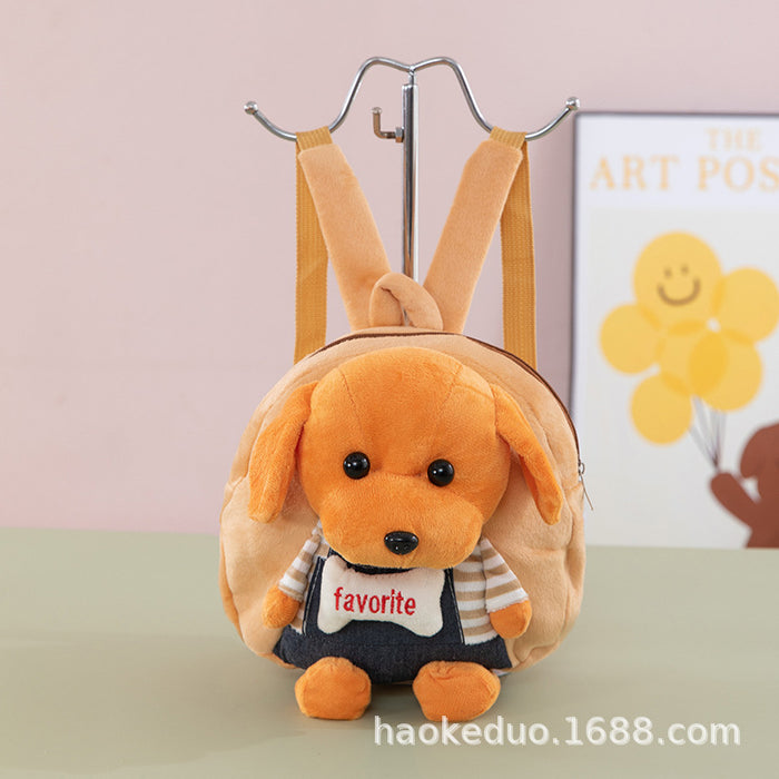 Wholesale Plush small backpack kindergarten school bag cartoon cute girl boy plush backpack