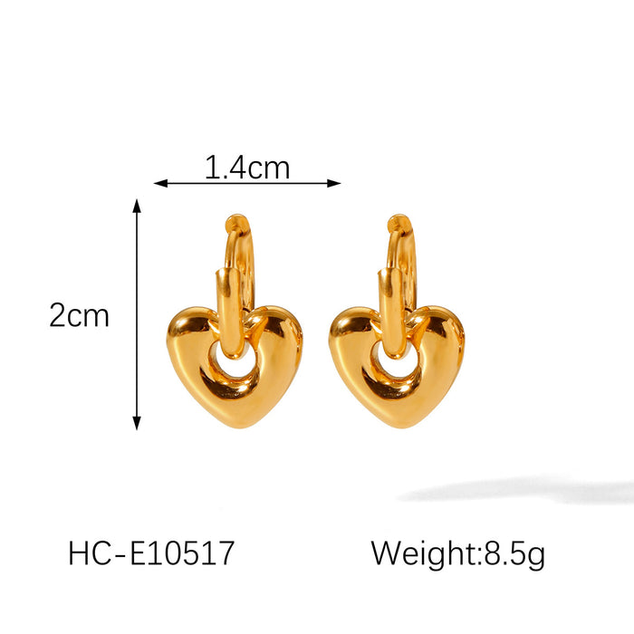 Wholesale Stainless Steel Flower Heart Earrings Women' s Love Flower Pendant