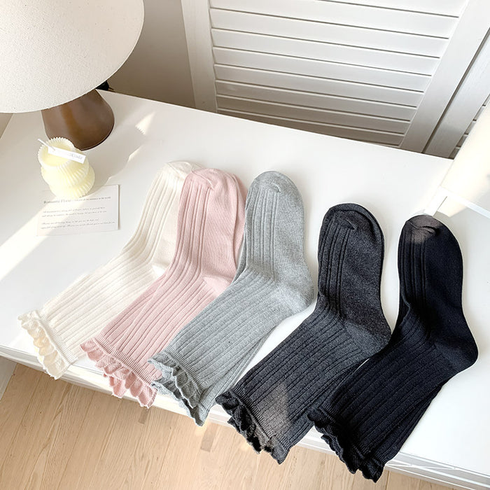 Wholesale Socks, lace, middle tube, loose mouth, pile of socks, cotton