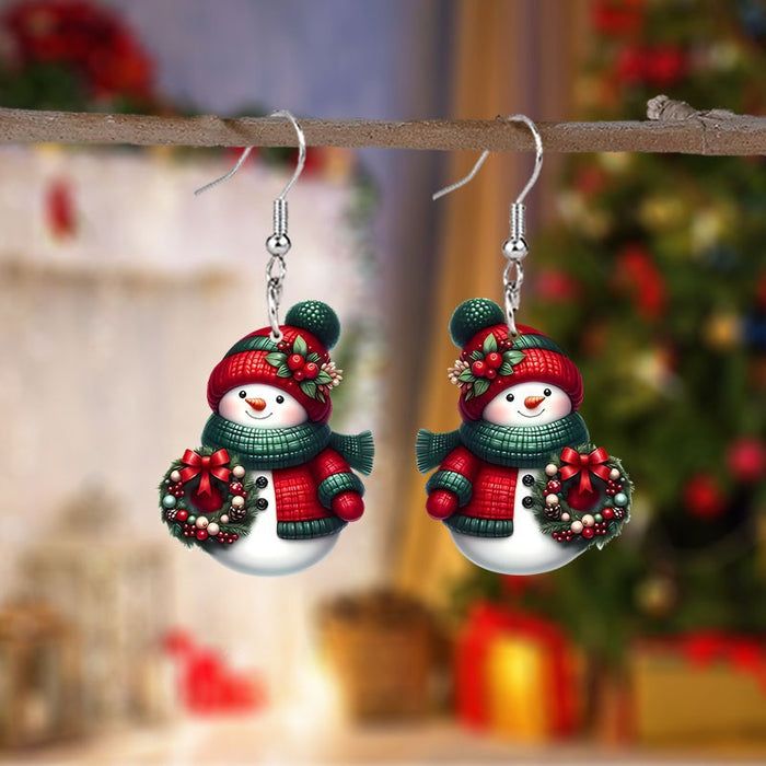 Wholesale Acrylic Snowman Earrings Winter Couple Party Jewelry Fashion Accessory MOQ≥2