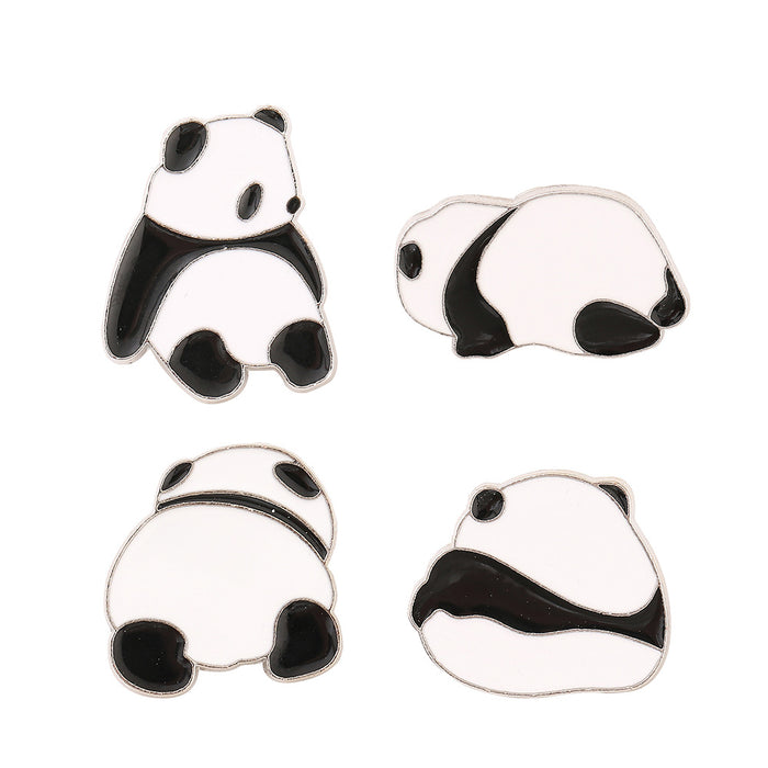 Wholesale Electroplated Metal Panda Brooch Cute Cartoon Animal Lapel Pin Stylish Fashion Accessory For Women Gift
