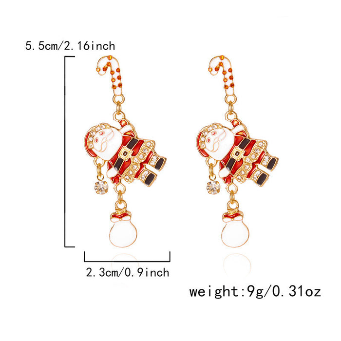 Wholesale Christmas element earrings cartoon full bead snowman earrings inlaid with diamonds light luxury holiday earrings