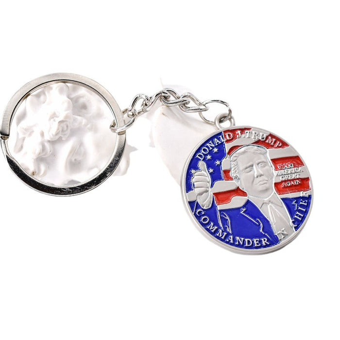 Wholesale English Letters Red White and Blue Flag Independence Day Zinc Alloy Keychain JDC-KC-TianG031