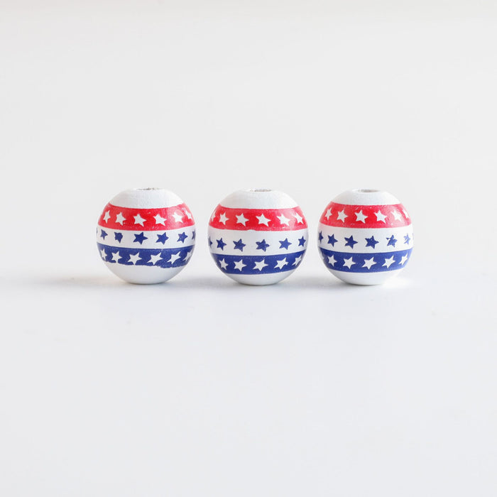 Wholesale of 10PCS/PACK Independence Day Wreath Printed Wooden Beads JDC-BDS-DianJin026