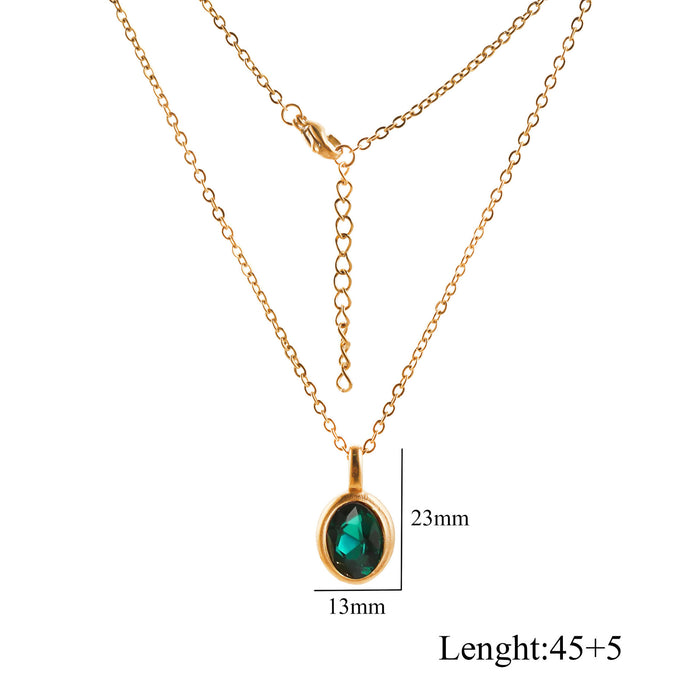 Wholesale Stainless Steel Oval Gemstone Choker Necklace