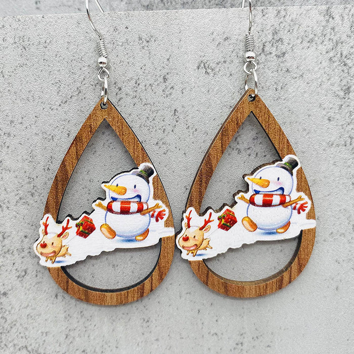 Wholesale  Bell Red Car Water Drop Wooden Earrings Christmas Accessories