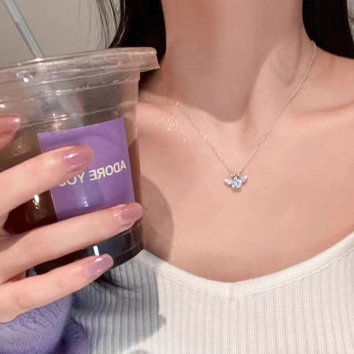 Wholesale Titanium steel necklace, pendant chain, high-end feel, light luxury, niche zircon collarbone chain accessory