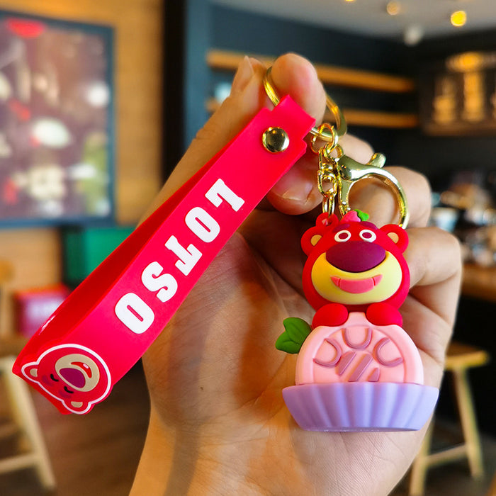 Wholesale Cartoon Strawberry 3D Doll Rubber Keychain JDC-KC-Tingm047