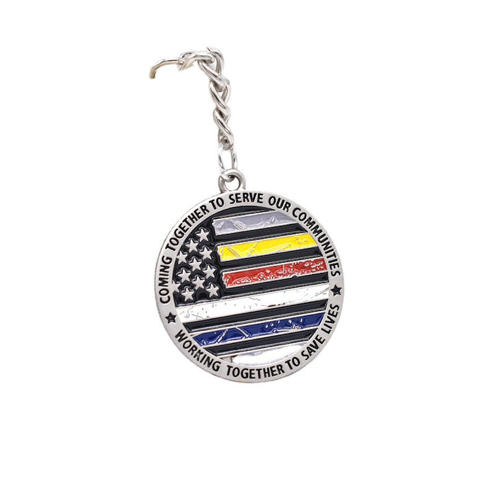 Wholesale American Flag English Letters Dot Paint Round Zinc Alloy Keychain JDC-KC-TianG033