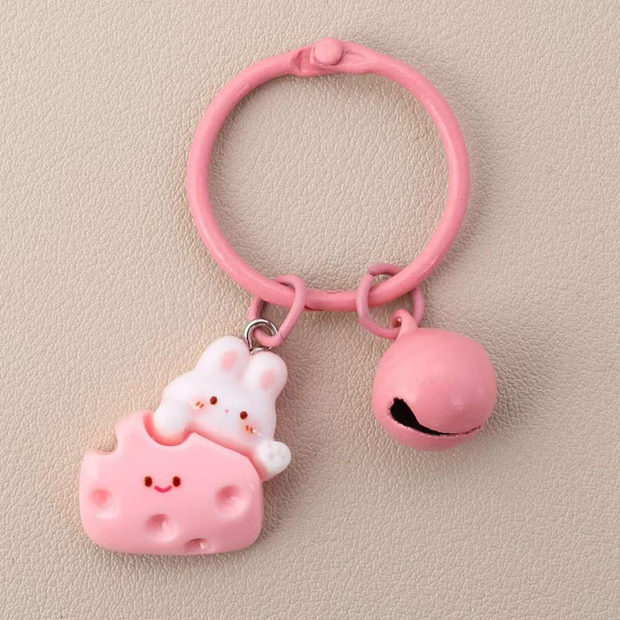 Wholesale Resin Cartoon Bunny Cheese Keychain Pendant Cute Backpack Charm For Students Birthday Gift