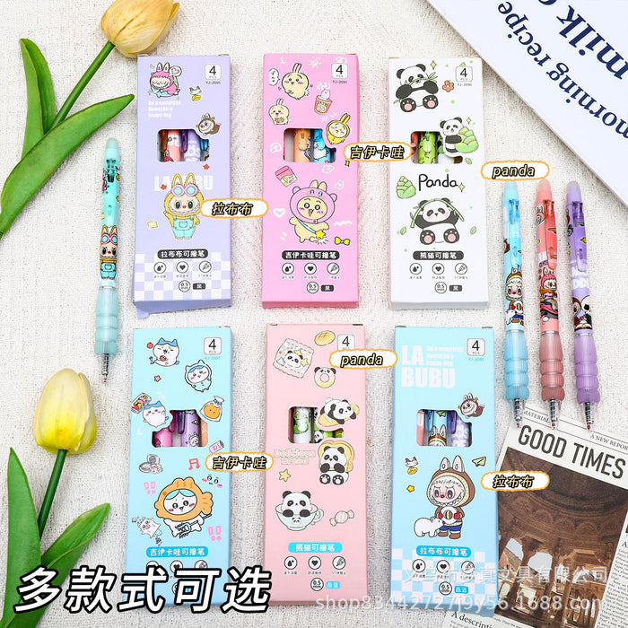 Wholesale 4pcs Erasable pen,  gel pen,  side-press brush pen,  cute cartoon,  student essential pen