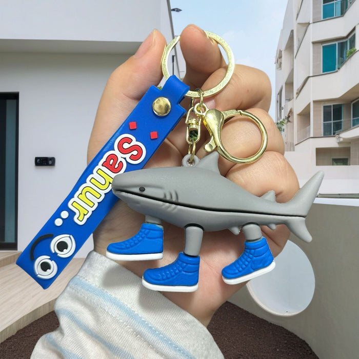 Wholesale Doll keychain funny abstract stick man shark small pendant
