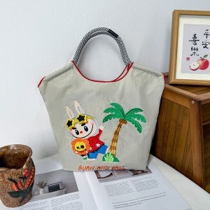 Wholesale Zippered Embroidered Shoulder Bag Waterproof Nylon Messenger Bag Handheld Canvas Bag