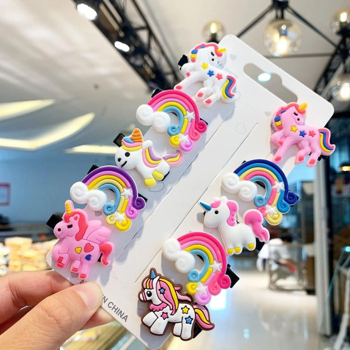 Wholesale Soft Clay Duckbill Hair Clips Mermaid Princess Unicorn Set for Baby Kids Hair Accessory
