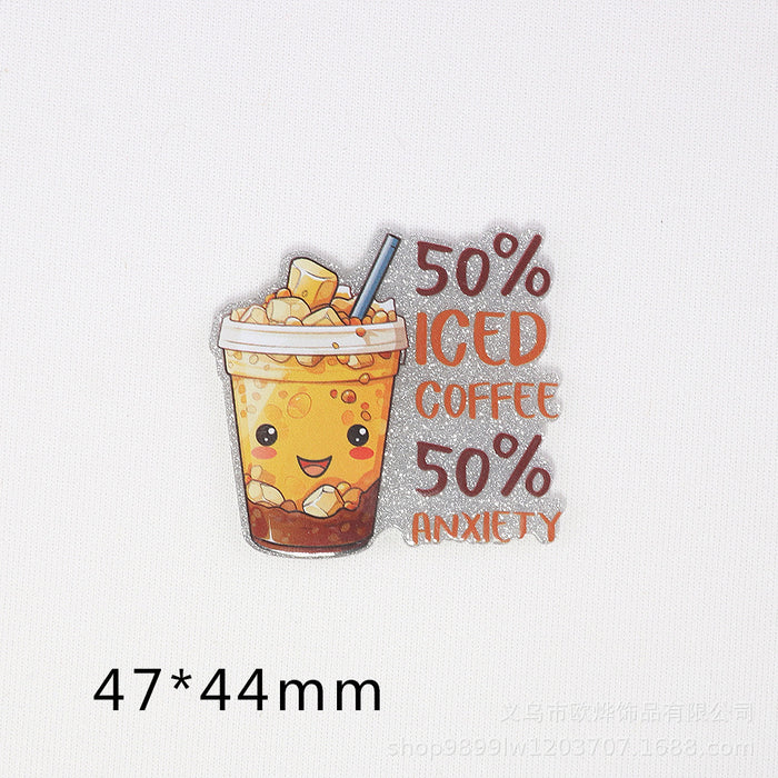 Wholesale Cartoon Letter Beverage Acrylic Pin DIY Patch Accessories JDC-FK-OuYie006