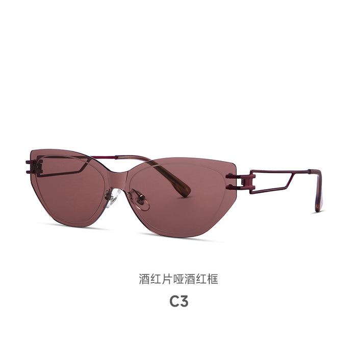 Wholesale Retro borderless cut edge one-piece sunglasses, versatile sunglasses