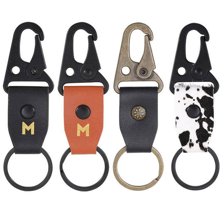 Wholesale Vintage Cow Pattern Leather Letter Keychain JDC-KC-YiTian009
