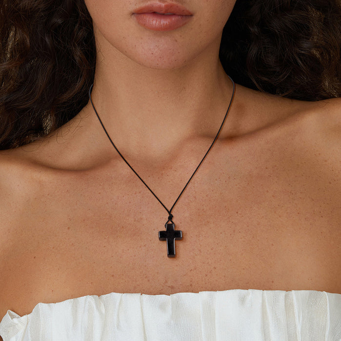 Wholesale Cross pendant DIY jewelry accessories leather cord clavicle necklace