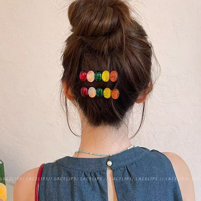 Wholesale Trendy Rainbow Oval Alloy Hair Clip for Everyday Styling Boutique Resale MOQ≥2