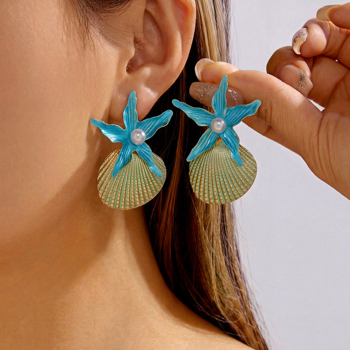 Wholesale Zinc Alloy Shell Pendant Earrings for Beach Party Fashion Accessory