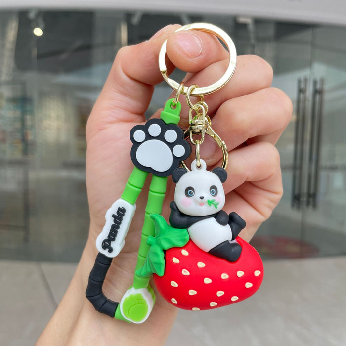 Wholesale Fruit Panda Keychain Keychain Backpack Pendant Doll Grabbing Machine Doll