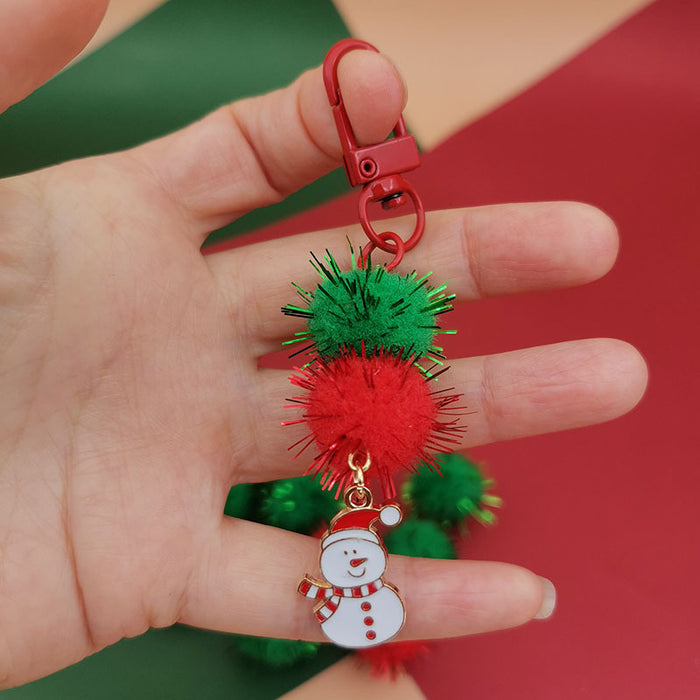 Wholesale Christmas Mobile Phone Pendant Cute  Bag Pendant Snowflake Christmas Tree Keychain Hanging Chain