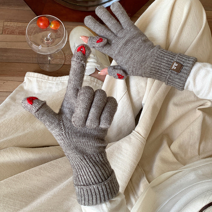 Wholesale Cute Knitted Open Finger Flip Cover Gloves