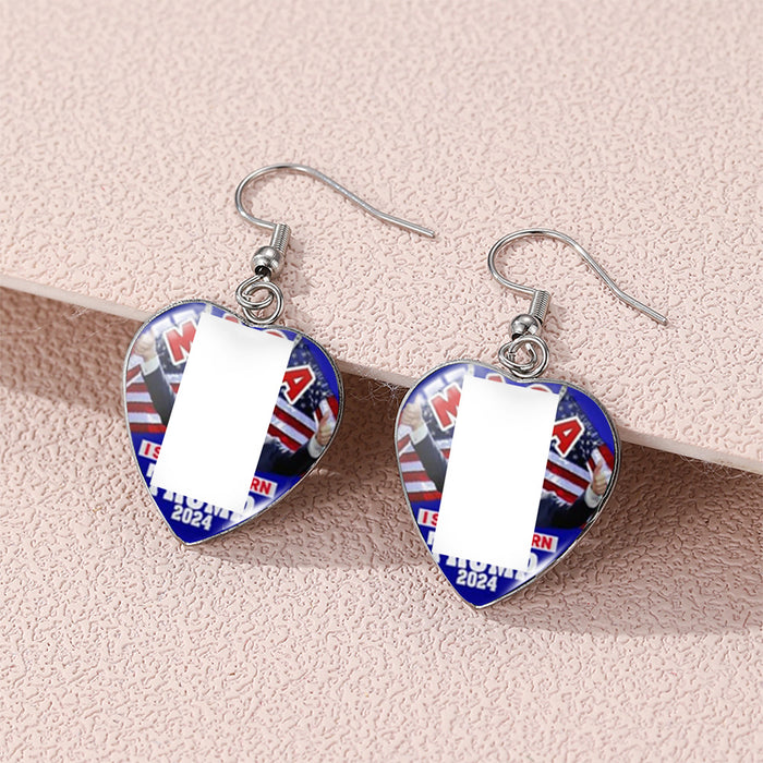 Wholesale American Independence Day Love Stainless Steel Ear Hook Earrings JDC-ES-KaLu009