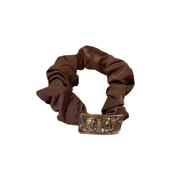 Wholesale Rhinestone Rope Hair Ring High Elastic Durable Headwear Hair Rope Leather Cover