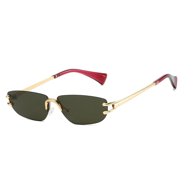 Wholesale New frameless fashionable sunglasses with personalized small frames, niche and simple sunglasses