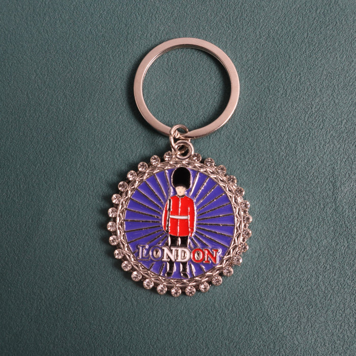 Wholesale Diamond studded keychain, architectural figure, dripping oil, colored pendant, jewelry, souvenir