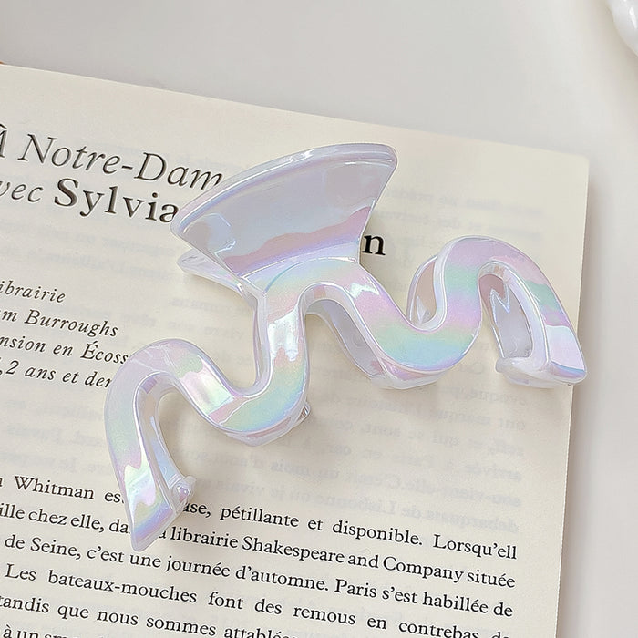 Wholesale Stylish Pearlescent Mermaid Large Hair Claw Clip Plastic Grip