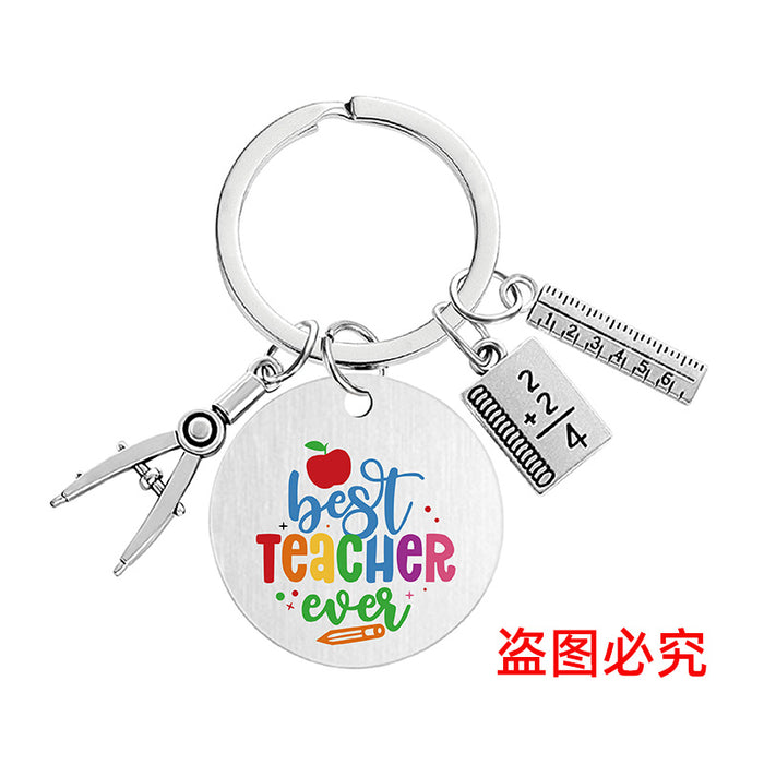 Wholesale Teacher's Day Metal Engraving Keychains JDC-KC-GangGu054