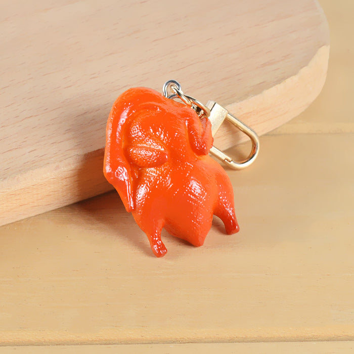 Wholesale PVC Simulated Food Keychain Charms Realistic Chicken Wing Roast Duck And Braised Pork Pendant MOQ≥5
