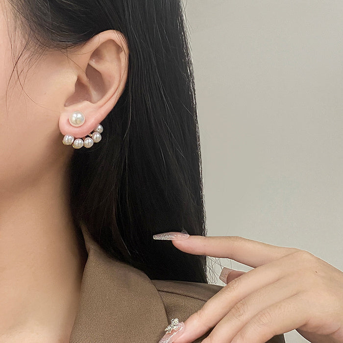Wholesale Flower earrings, niche and versatile, pearl earrings, silver needles, high-end design sense