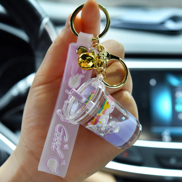 Wholesale Liquid Quicksand Unicorn Oil-Filled Keychain