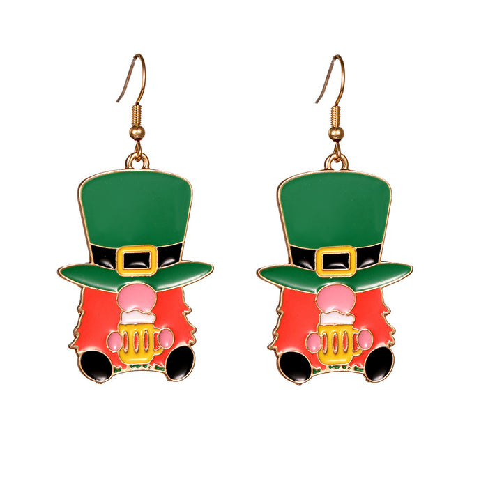 Wholesale Irish Festival Party Alloy Earrings Fashion St. Patrick's Day Shamrock Hat Earrings Women