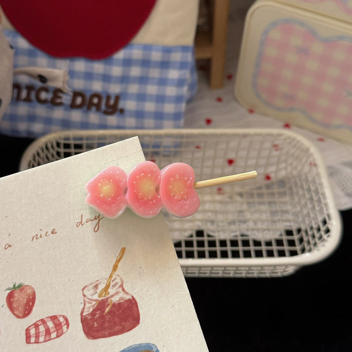 Wholesale Cute Strawberry Candy Fruit Hair Clip Duckbill Resin Hair Accessory For Everyday Styling