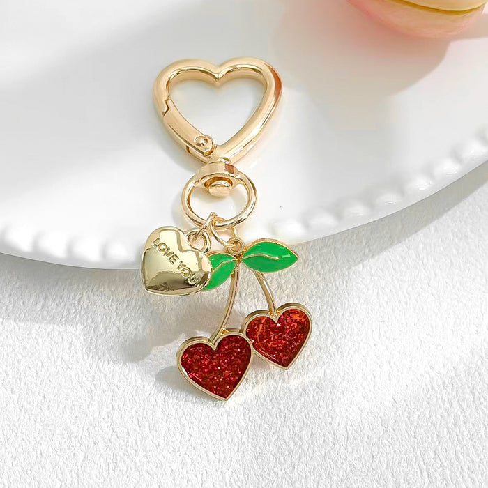 Wholesale Cute Peach Heart Cherry Valentine's Day Keychain