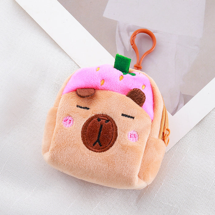 Wholesale Fruit Capibala Cartoon Wallet Plush Doll Earphones Data Cable Storage Bag Coin Pack JDC-WT-XG001