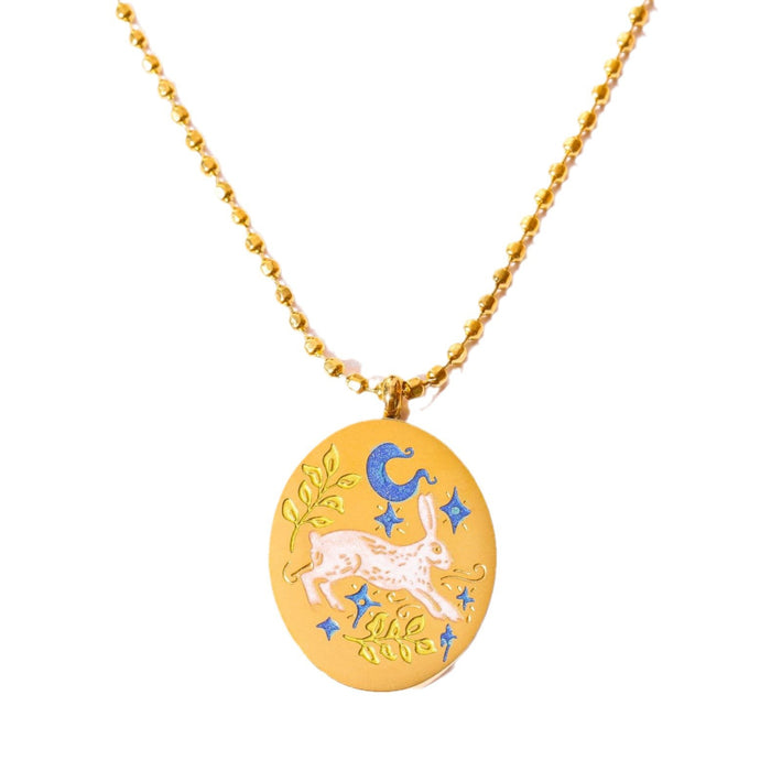 Wholesale Titanium steel new handmade painted oil dripping necklace color plating 18K gold