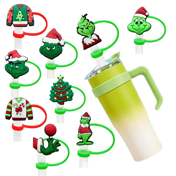 Wholesale 10pcs Christmas Straw Cap  Silicone Cup Accessories