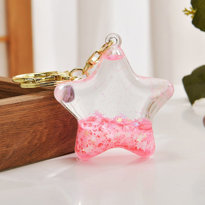 Wholesale Acrylic Keychain Pentagram Oil-Filled Keyring