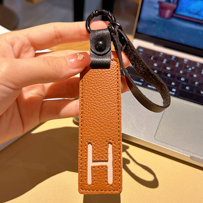 Wholesale 26 English Letter Text Plate Leather Keychain JDC-KC-WWX004