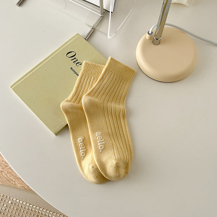 Wholesale Medium length socks with thick thread, versatile for wearing outside, cotton socks