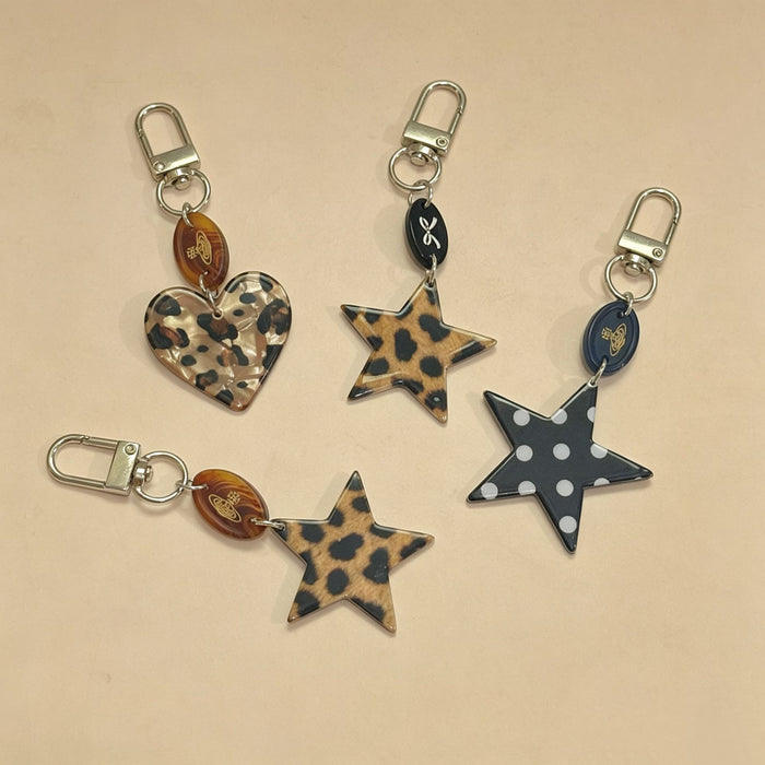 Wholesale Leopard Print Star Heart Phone Keychain Car Key Accessory Boutique Resale