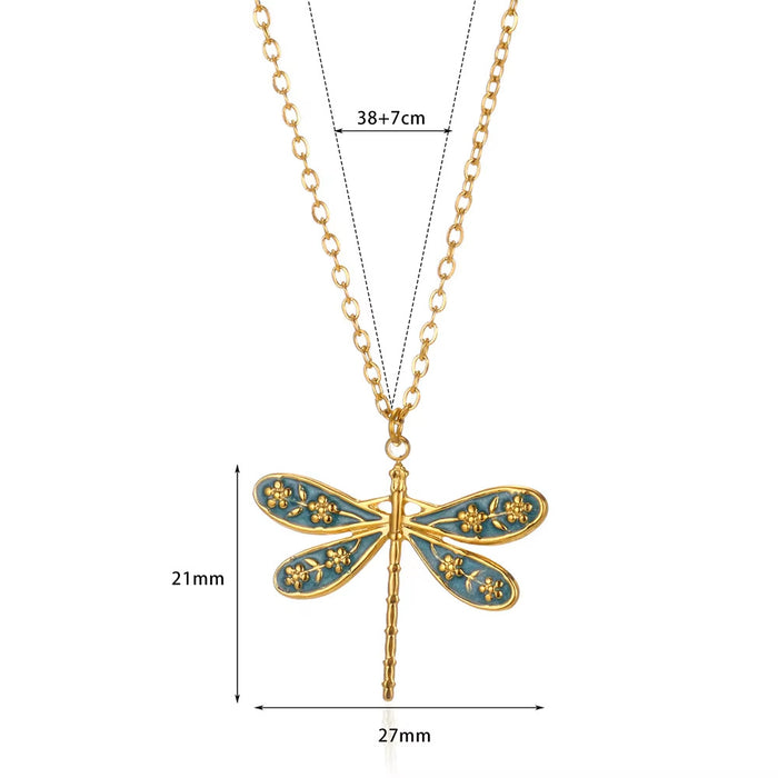 Wholesale Dragonfly Pendant Necklace Exquisite Flower Niche  Clavicle Chain Jewelry