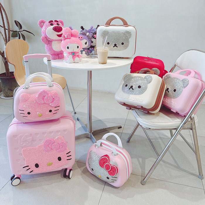 Wholesale Children's Cat Pink Trolley Suitcase with Rhinestones JDC-CS-MingJu002